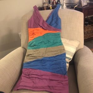 Multi-colored ruched Nicole Miller dress